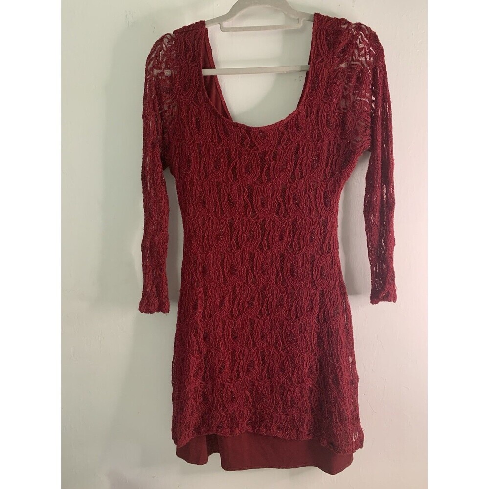 Liberty Love Red Midi Dress XL Bodycon Fitted Lining Scoopneck Stretch Holiday